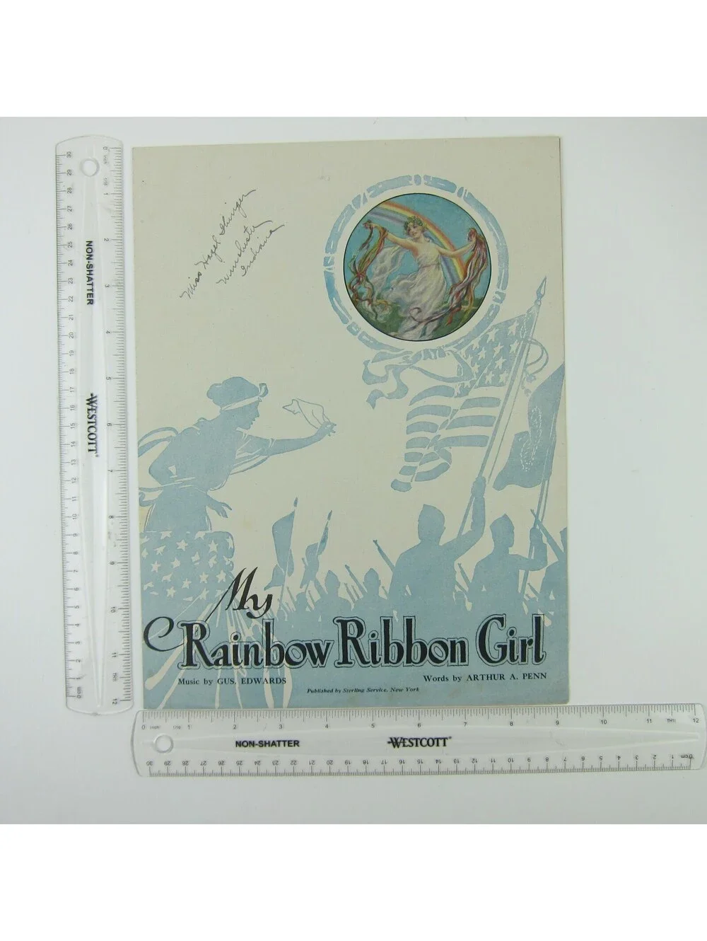 Sheet Music My Rainbow Ribbon Girl Gus Edwards Arthur Penn WWI WW1 Antique 1918